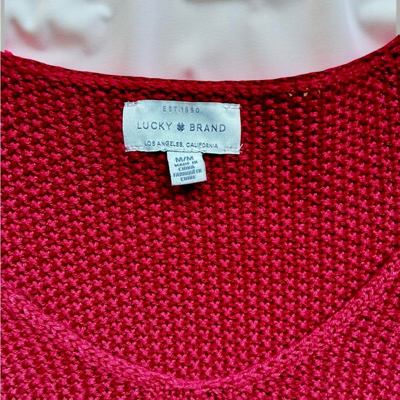Lucky Brand Oversized V-Neck Sweater - Deep Red - Picture 2 of 3